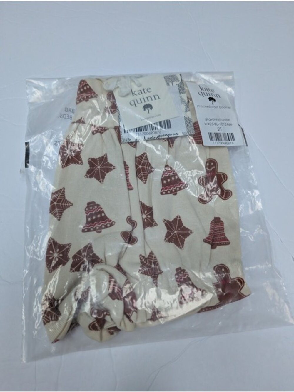 Kate Quinn Organic Cotton Smocked Waist Bloomers Gingerbread Cookies 2T